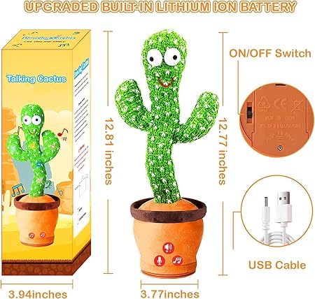 Rechargeable Toys Talking Cactus