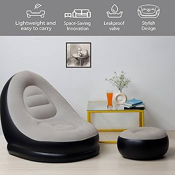 Inflatable Chair Lazy Sofa With Footrest Home Improvement