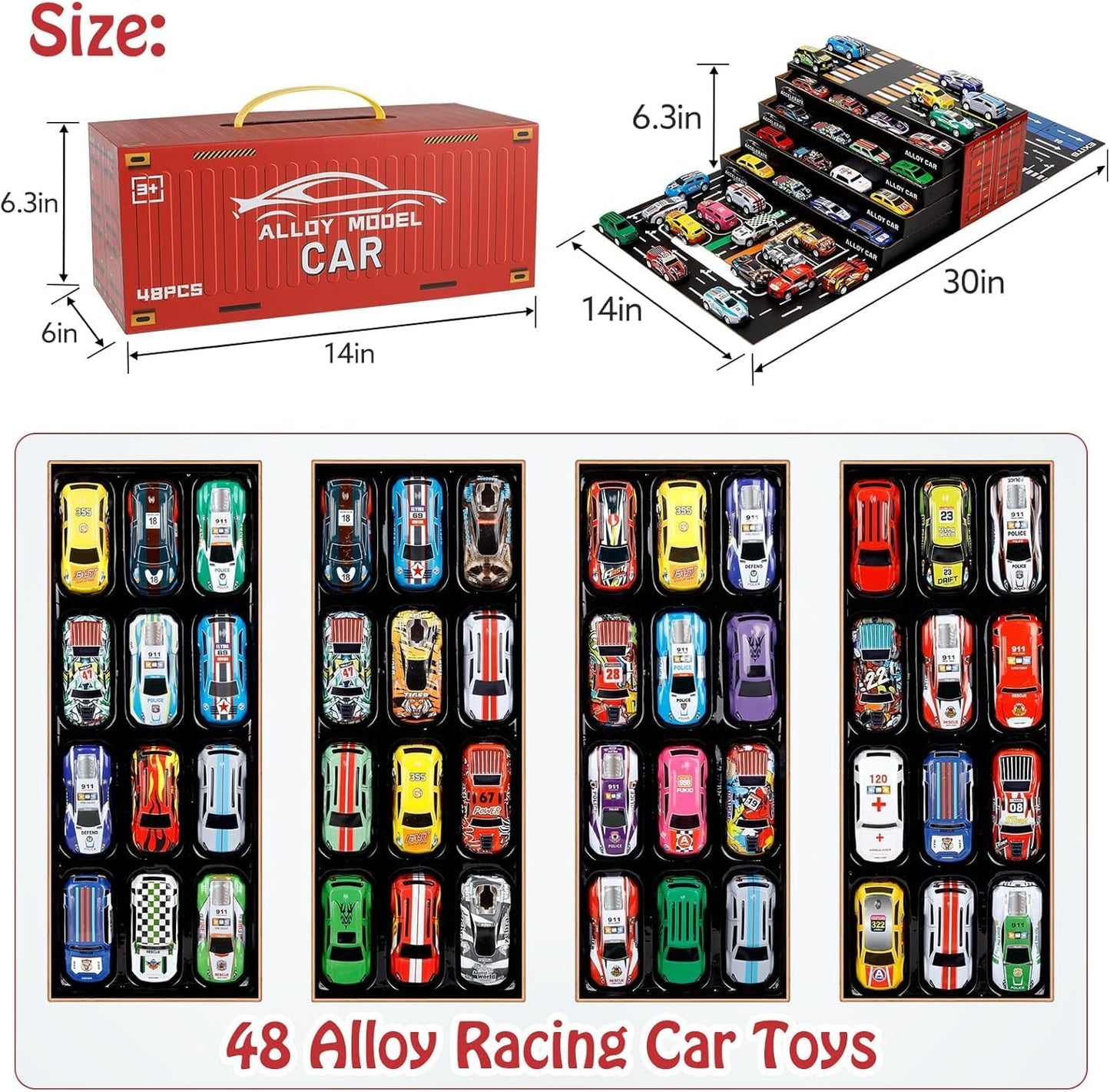 48-Piece Pull Back Car container Set