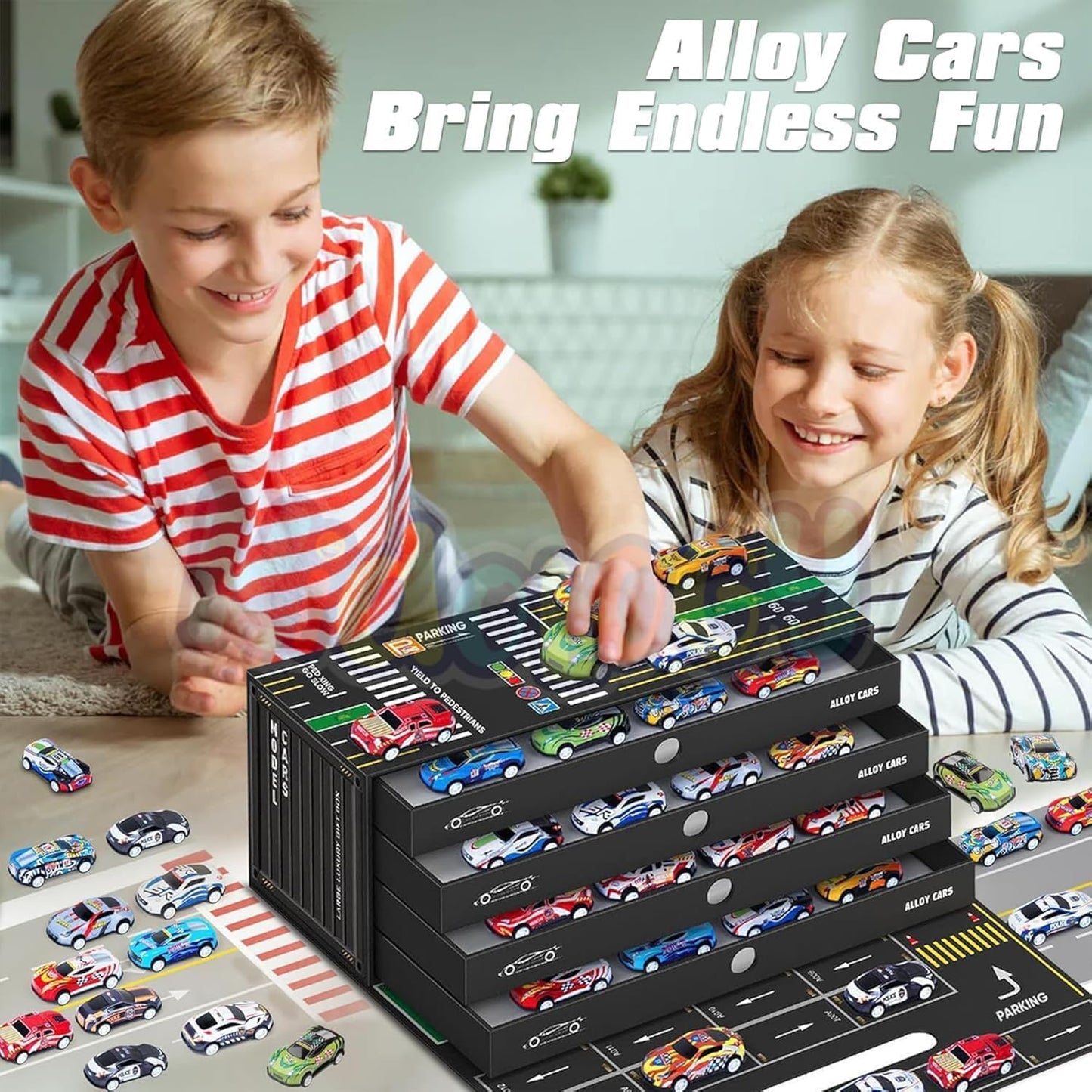 48-Piece Pull Back Car container Set