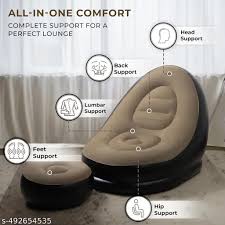 Inflatable Chair Lazy Sofa With Footrest Home Improvement